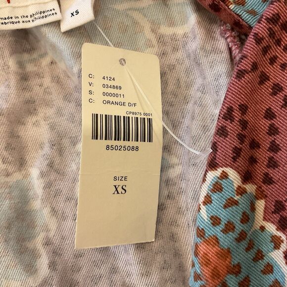 Anthropologie Wide-Leg Floral Jumpsuit XS Brick Red Teal Short Sleeve NWT - Picture 7 of 8